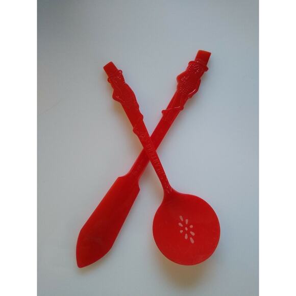 Mr Peanut Planters Nuts Red Spreader & Nut Spoon Original Plastic 1950s Vintage - Picture 9 of 11